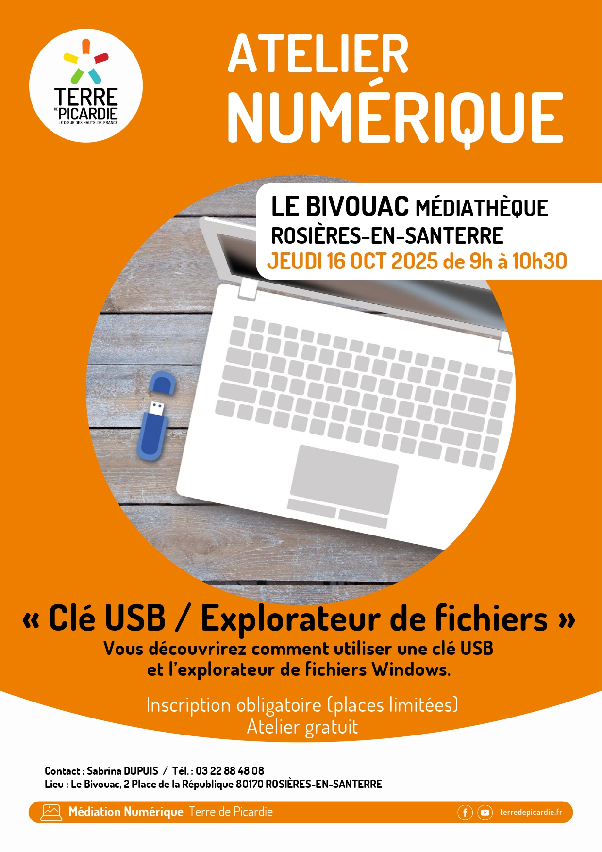 Lire la suite à propos de l’article Atelier numérique « Clé USB/Explorateur de fichiers », le 16/10/2025