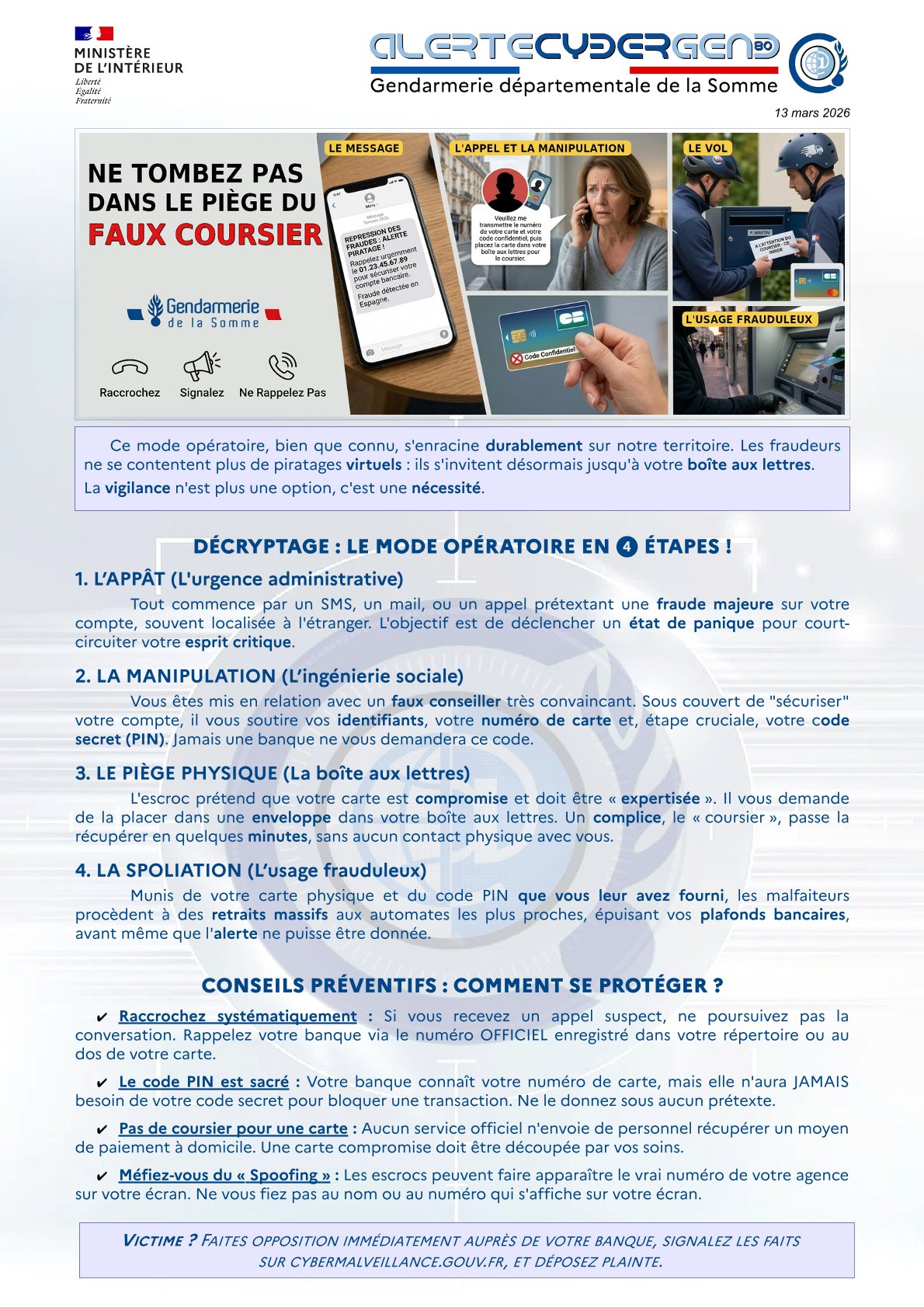 You are currently viewing Gendarmerie départementale de la Somme : prévention à l&rsquo;escroquerie au faux coursier