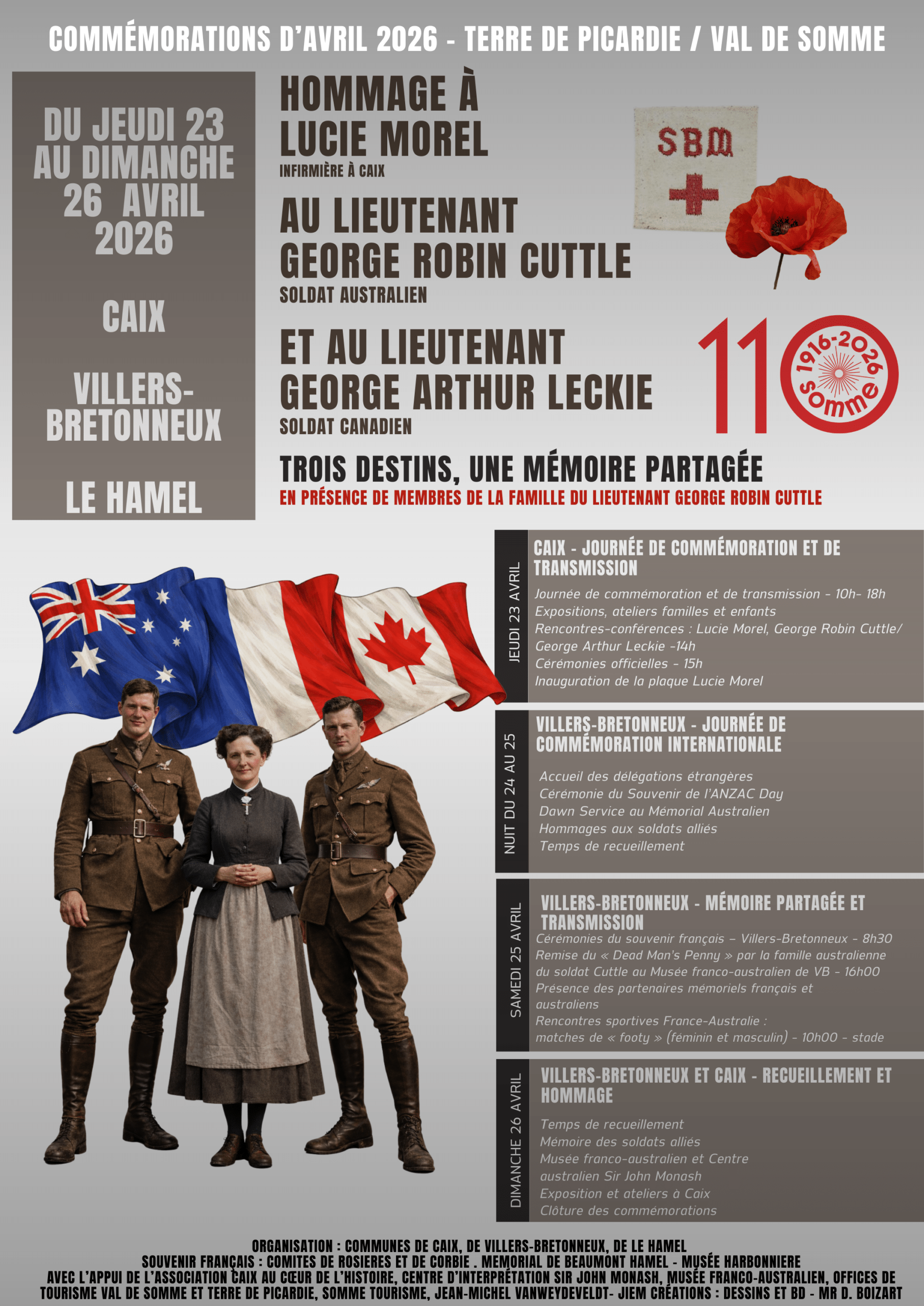 Souvenirs Français, commémorations du 22 au 26 avril