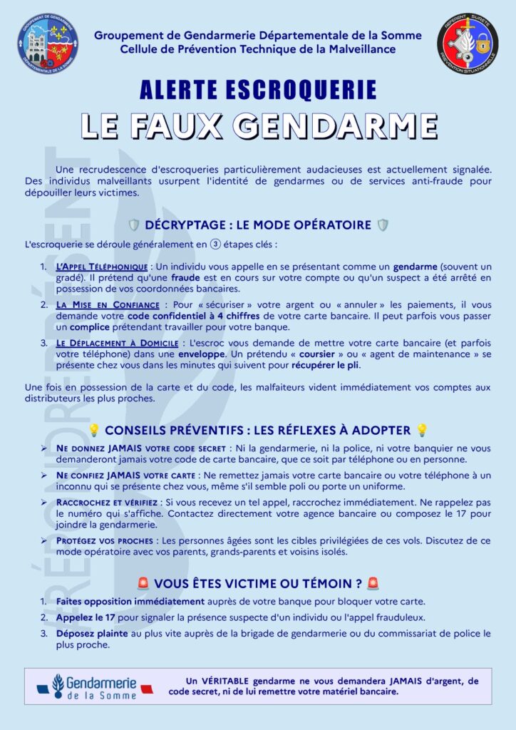 Alerte Escroquerie : le faux gendarme