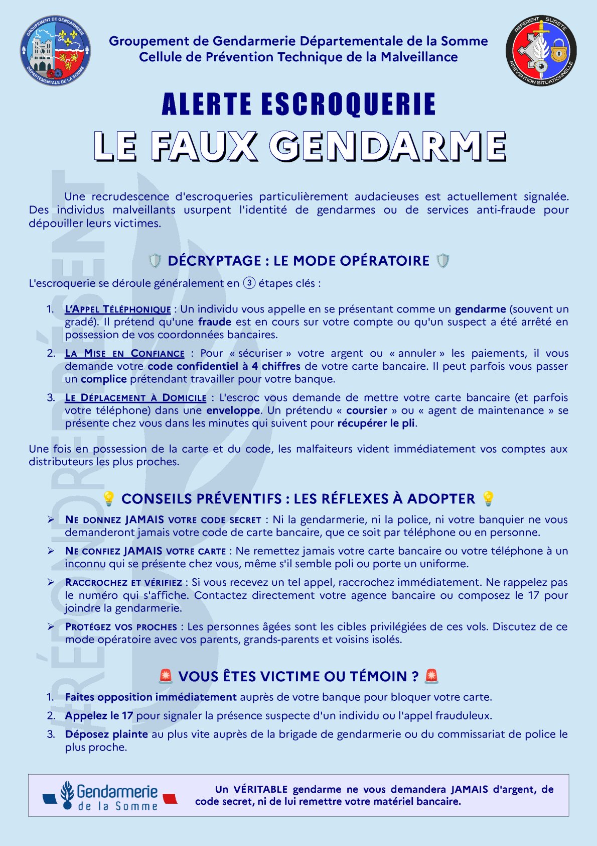 You are currently viewing Alerte Escroquerie : le faux gendarme