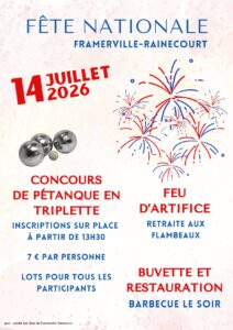 Lire la suite à propos de l’article Concours de pétanque, Framerville-Rainecourt – 14/07/2026