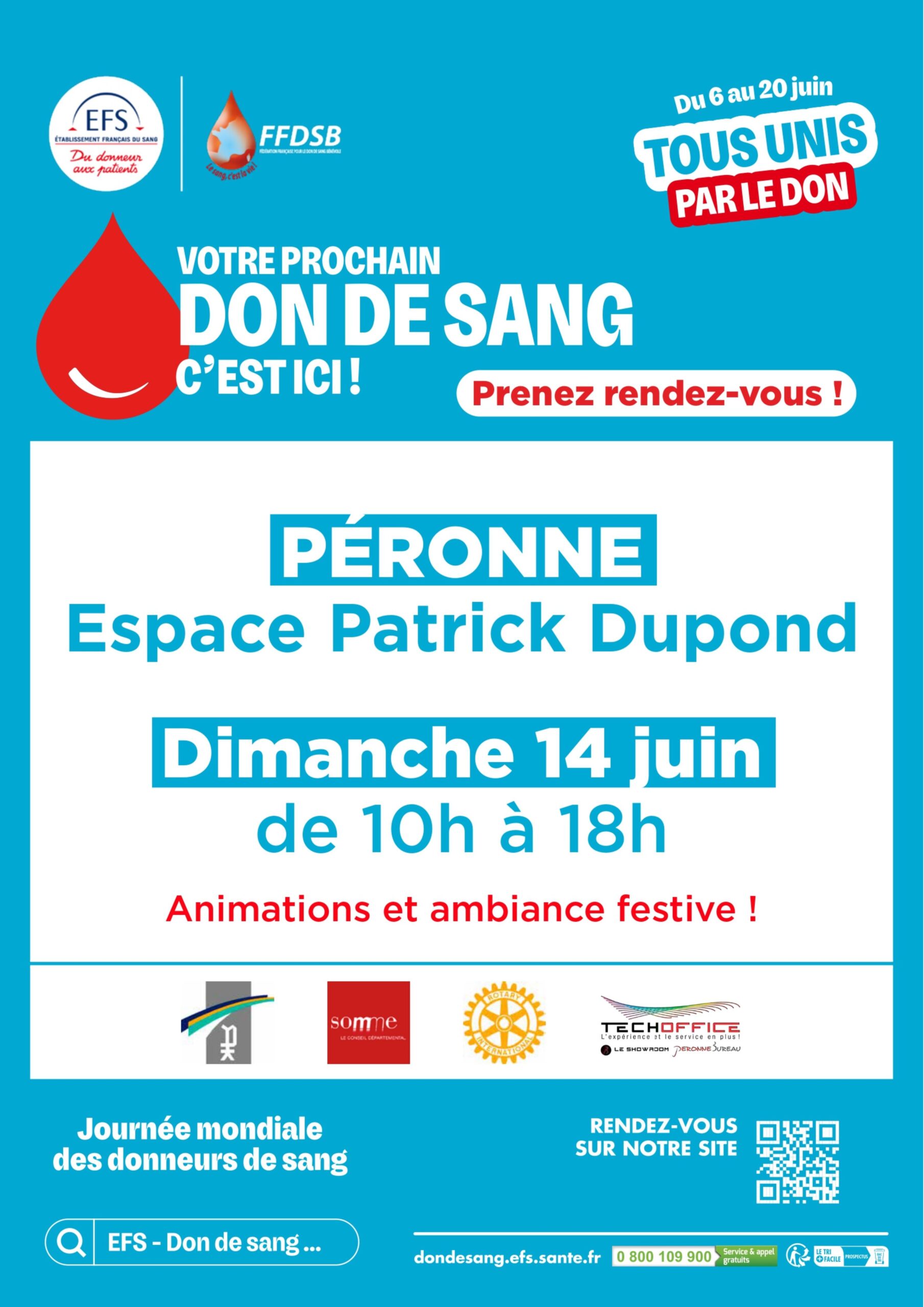Don du sang à Péronne le 14/06/2026