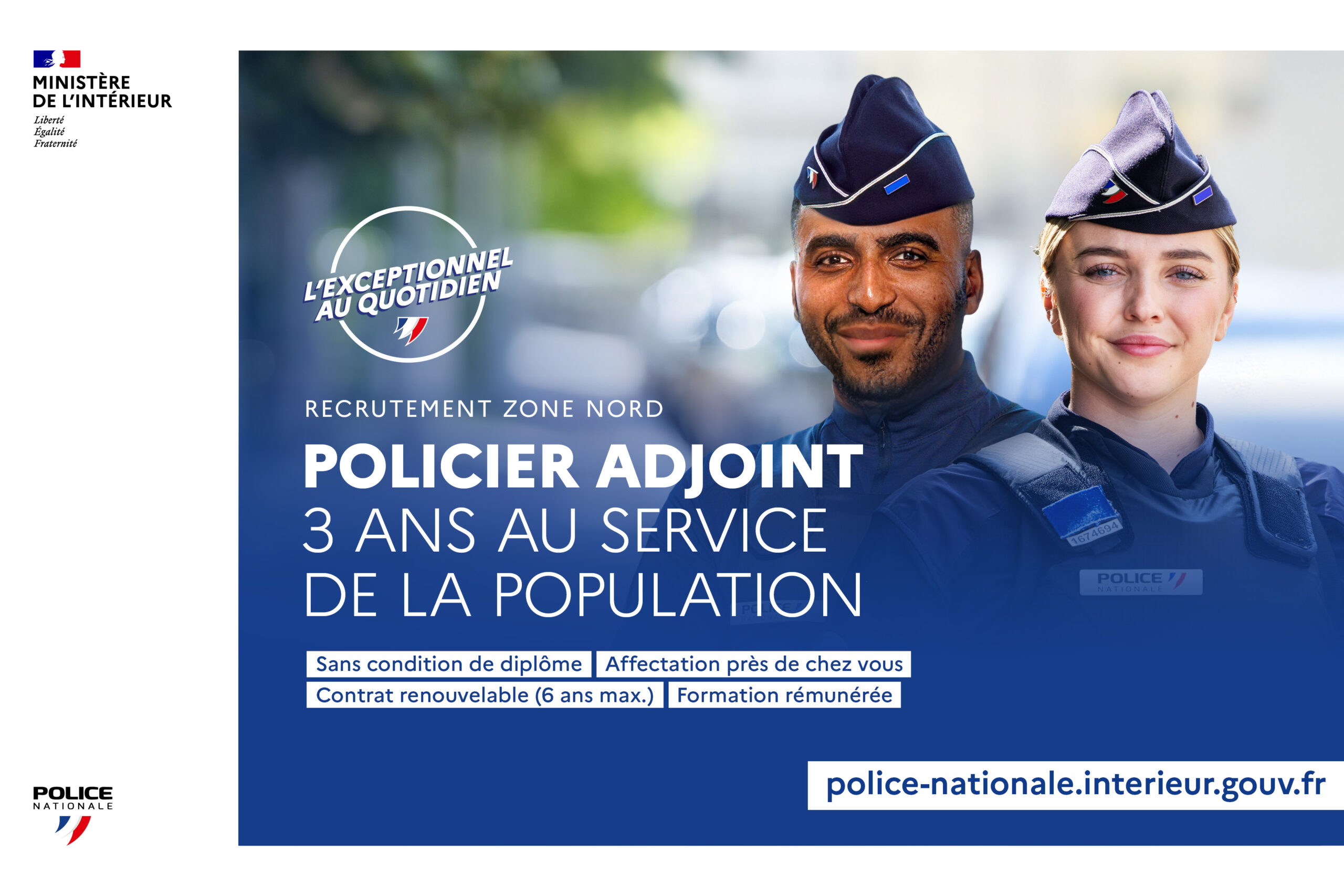 Recrutement policier adjoint : Zone Nord