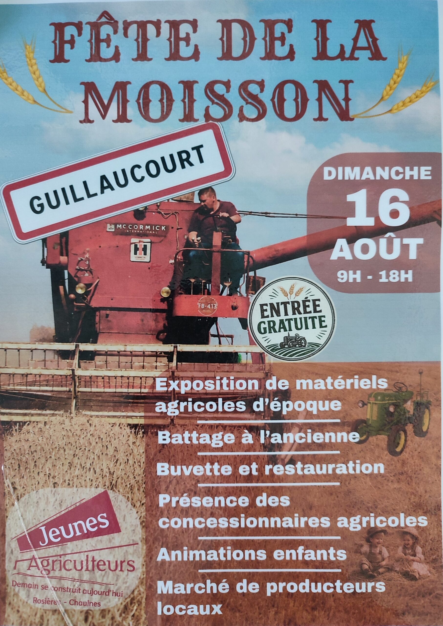 Fête de la moisson à Guillaucourt, le 16/08/2026